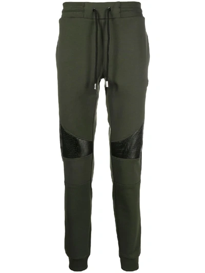 Shop Philipp Plein Snakeskin-trim Joggers In Green