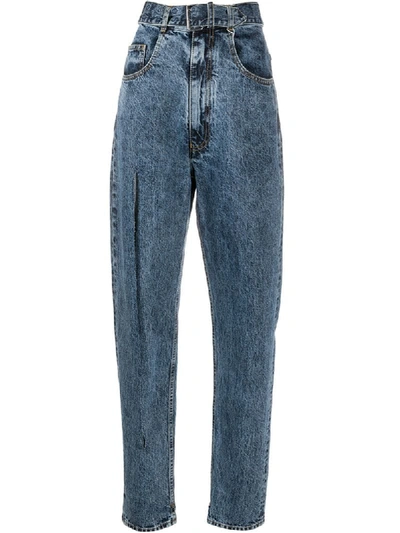 Shop Maison Margiela Split-leg Tapered Denim Jeans In Blue