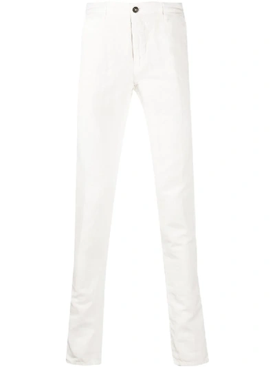 Shop Incotex Skinny Cotton Trousers In White