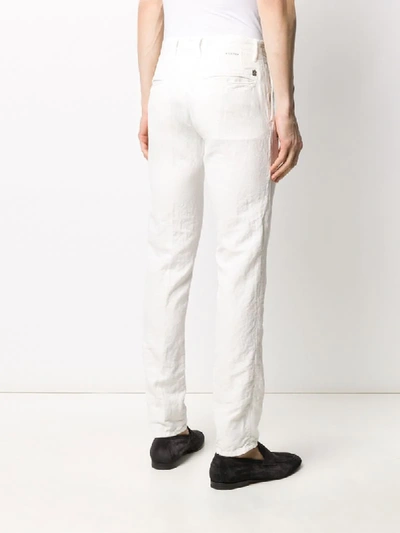 Shop Incotex Skinny Cotton Trousers In White