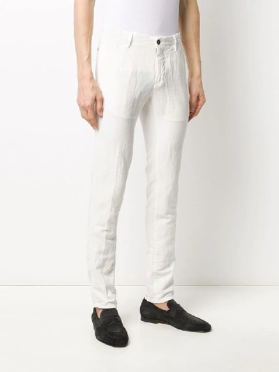 Shop Incotex Skinny Cotton Trousers In White