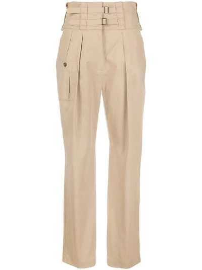 Shop Dolce & Gabbana High-waisted Straight Trousers In Brown