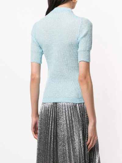 Shop Cecilie Bahnsen Short-sleeve Silk Jumper In Blue