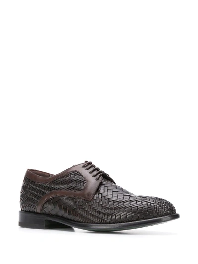 Shop Etro Woven Low-heel Derby Shoes In Brown