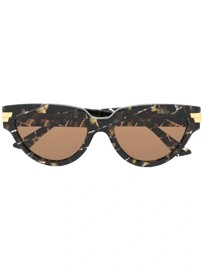 Shop Bottega Veneta Ribbon Detail Cat-eye Frame Sunglasses In Brown