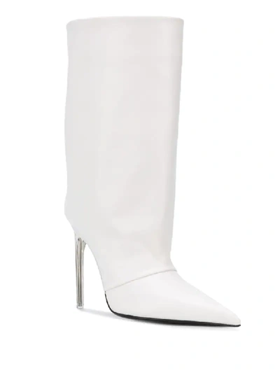 Shop Versace Clear Heel Boots In White