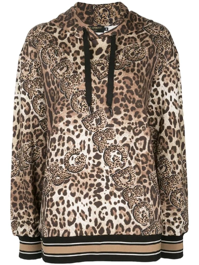 Shop Dolce & Gabbana Leopard Print Hoodie In Brown