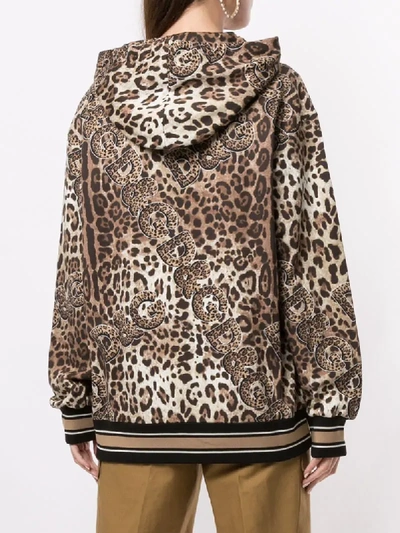 Shop Dolce & Gabbana Leopard Print Hoodie In Brown