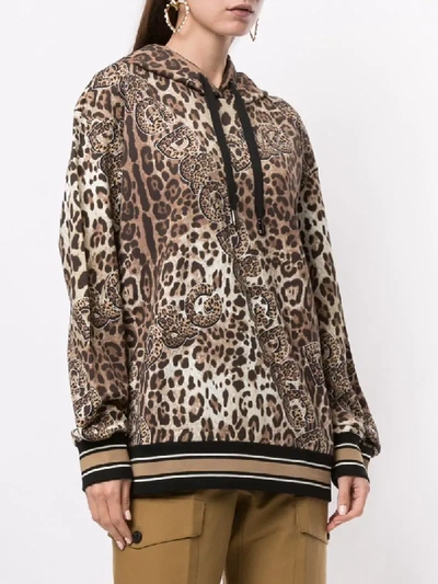Shop Dolce & Gabbana Leopard Print Hoodie In Brown