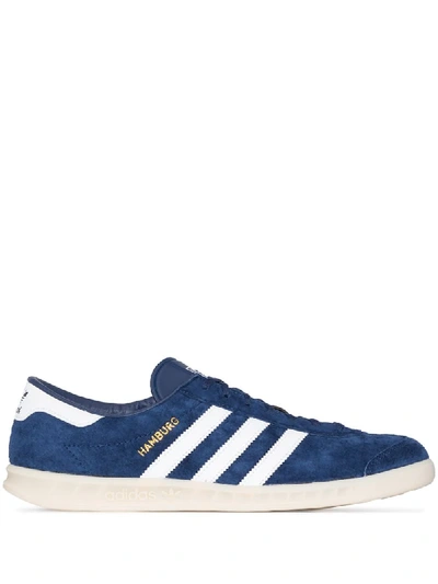 Adidas Originals Adidas Blue And White Hamburg Suede Sneakers | ModeSens