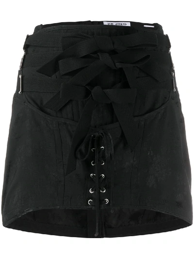 Shop Attico Corset Detail Mini Skirt In Black