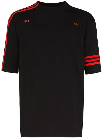 Shop Adidas Originals By 424 Vocal Striped T-shirt In Black