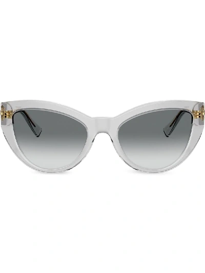 Shop Versace Cat Eye Frame Sunglasses In Neutrals