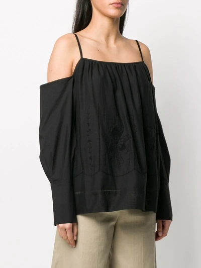 Shop Erika Cavallini Embroidered Design Blouse In Black