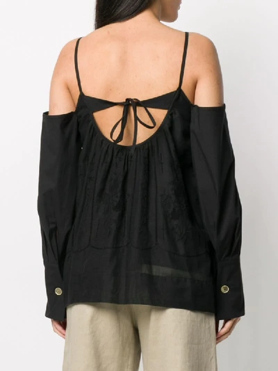 Shop Erika Cavallini Embroidered Design Blouse In Black