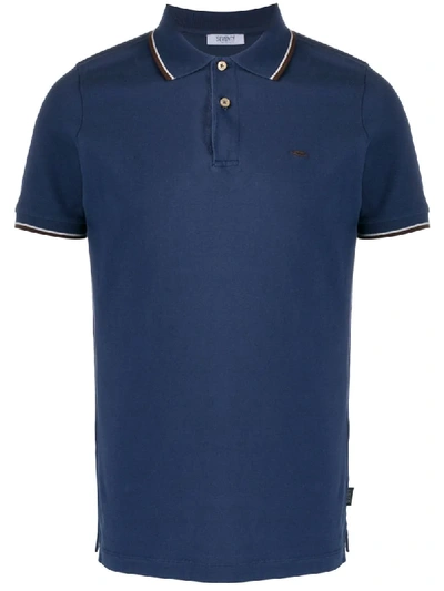 Shop Seventy Ribbed Collar Polo Shirt In Blue