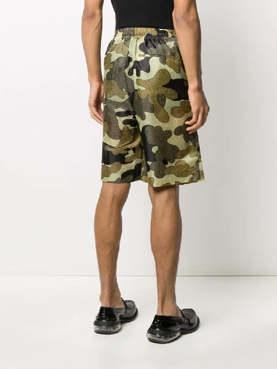 Shop Cmmn Swdn Leaf Print Deck Shorts In Orange