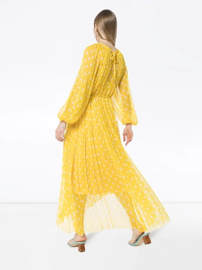 Shop Zimmermann Brightside Swing Polka-dot Silk Dress In Yellow