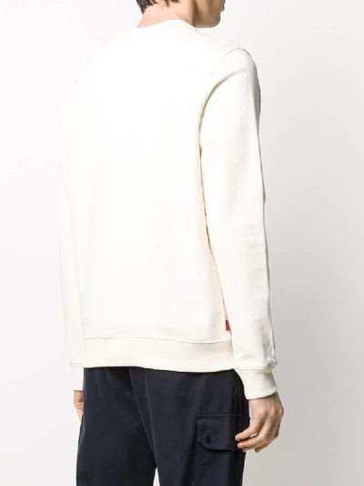 Shop Woolrich Embroidered Logo Cotton Sweatshirt In Neutrals