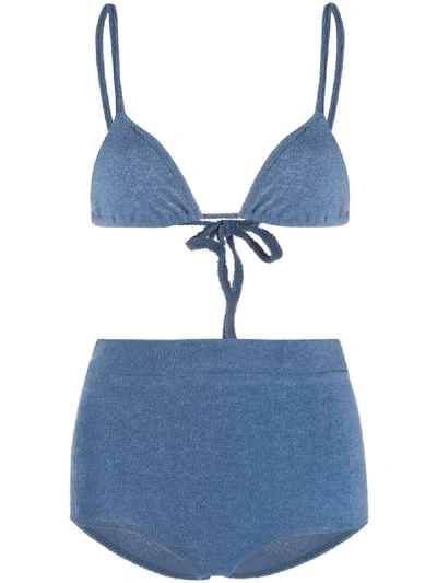 Shop Jil Sander Towel Two-piece Bikini In Blue
