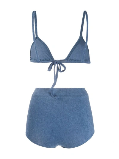 Shop Jil Sander Towel Two-piece Bikini In Blue