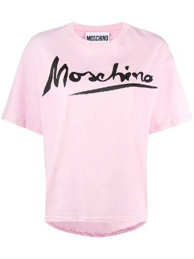Shop Moschino Logo-print Oversized T-shirt In Pink