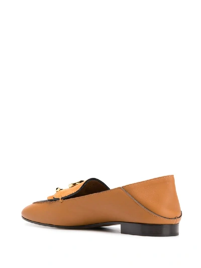 Shop Chloé C Monogram Loafers In Brown