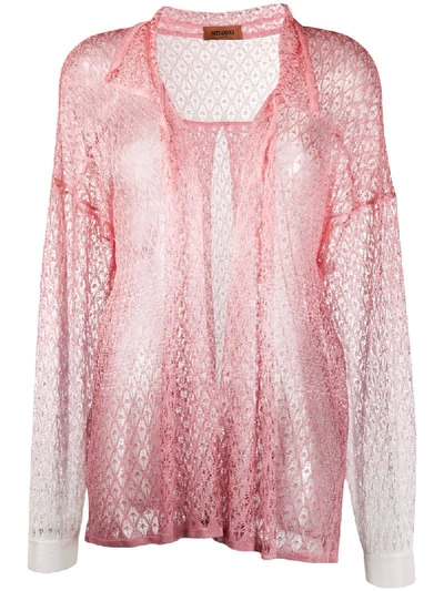 Shop Missoni Open Front Knit Cardigan In Pink