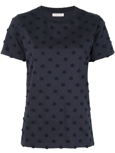 Shop Moncler Polka Dot-effect Patch T-shirt In Blue