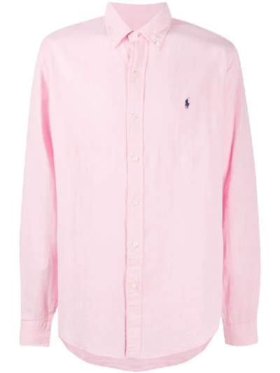 Shop Polo Ralph Lauren Embroidered Logo Shirt In Pink