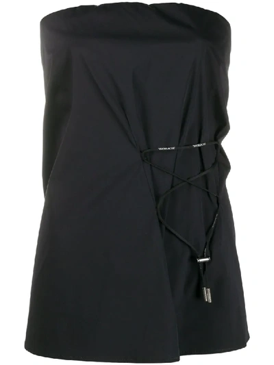 Shop Off-white Strapless Draped Top In Black