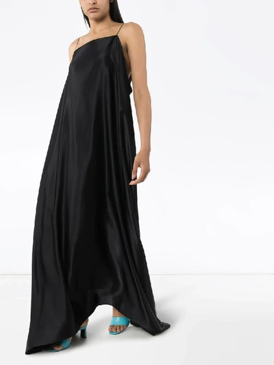 Shop Bernadette Spaghetti Strap Draped Dress In Black