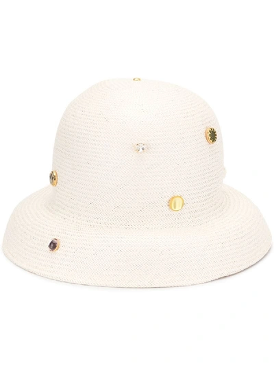Shop Celine Cannes Structured Hat In Neutrals