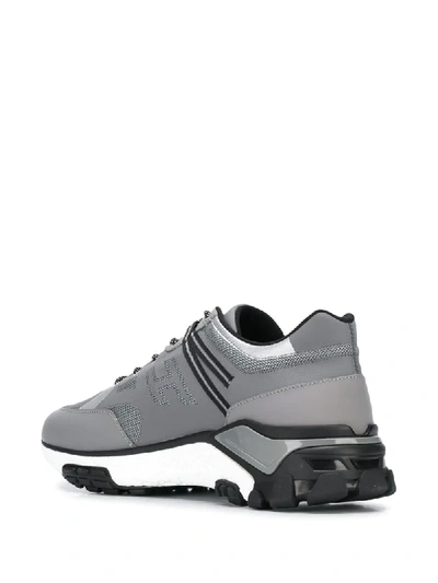 Shop Hogan Colour Block Panelled Sneakers In Grey