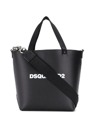 Shop Dsquared2 Small Logo Print Tote Bag In Black