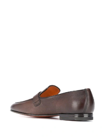 Shop Santoni Buckle Detail Loafers In Brown