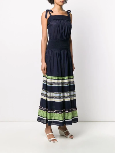Shop Tory Burch Paneled Cinched Dress In Blue