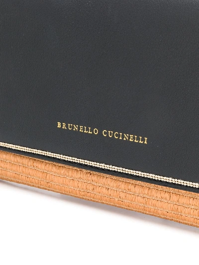 Shop Brunello Cucinelli Raffia Cross Body Bag In Black