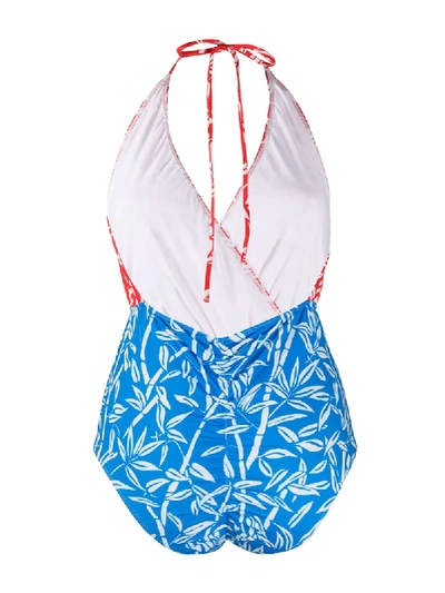 Shop Roseanna Bamboo Falcon Halterneck Swimsuit In Blue