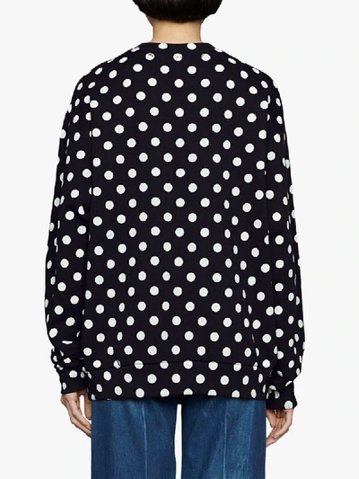 Shop Gucci Logo-print Polka-dot Sweatshirt In Black