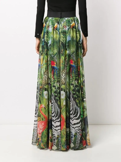 Shop Dolce & Gabbana Jungle-print Maxi Skirt In Green