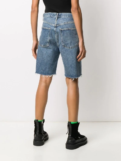 Shop Agolde Straight-fit Denim Shorts In Blue