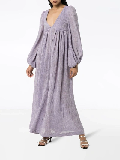 Shop Lisa Marie Fernandez Carolyn V-neck Cotton Maxi Dress In Purple