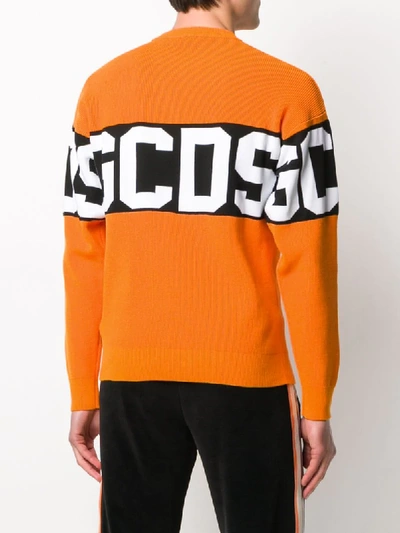 Shop Gcds Logo Printed Sweatshirt In Orange