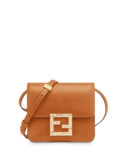 Shop Fendi Fab Crossbody Bag In Brown