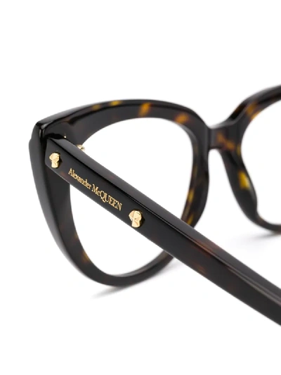 Shop Alexander Mcqueen Cat-eye Frame Glasses In Brown