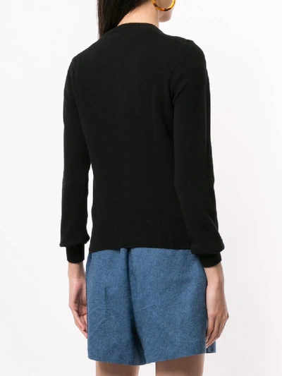 Shop Comme Des Garçons Play Knitted Buttoned Cardigan In Black