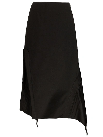 Shop Jil Sander Asymmetric Midi Skirt In Black
