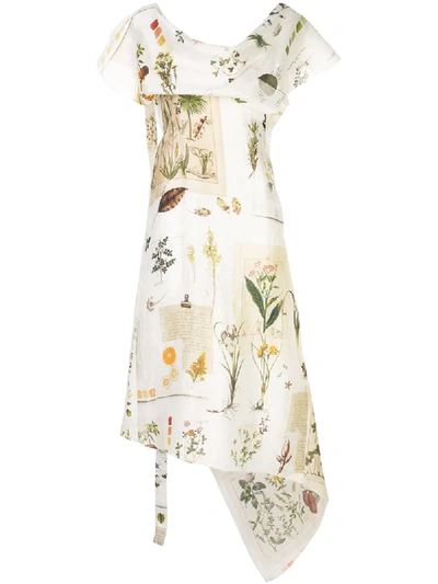 Shop Monse Botanical Journal Patchwork-print Dress In White