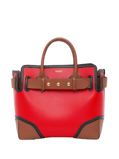 Shop Burberry Small Triple Stud Belted Bag In Red